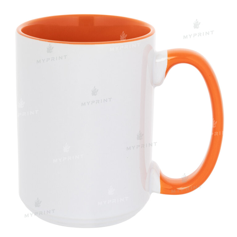 Sublimation cup colored inside with colored handle orange 15 Oz (425 ml) (10163)  Sublimation cup colored inside with colored handle orange 15 Oz (425 ml) (10163)