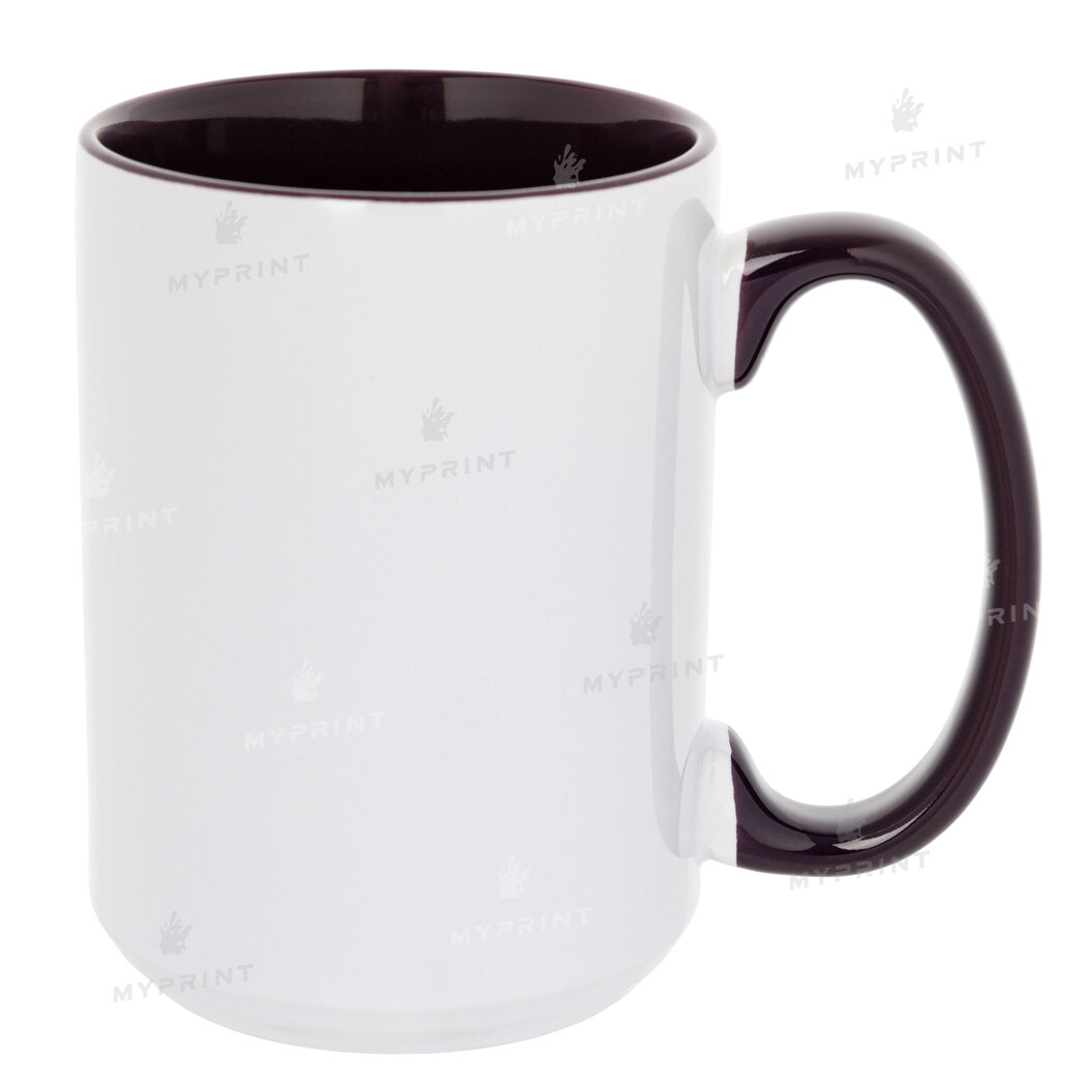 Sublimation cup colored inside with colored handle purple 15 Oz (425 ml) (10164) - фото 1 Sublimation cup colored inside with colored handle purple 15 Oz (425 ml) (10164) - фото 1 - Blanks for sublimation