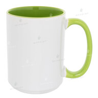 Sublimation cup colored inside with colored handle light green 15 Oz (425 ml) (10165) - фото 1 Sublimation cup colored inside with colored handle light green 15 Oz (425 ml) (10165) - фото 1 - Blanks for sublimation
