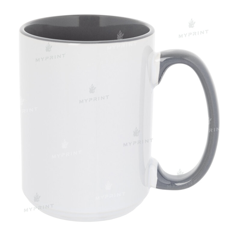 Кружка для сублимации цветная внутри с цветной ручкой серая 15 Oz (425 мл) (10166)  Кружка для сублимации цветная внутри с цветной ручкой серая 15 Oz (425 мл) (10166)