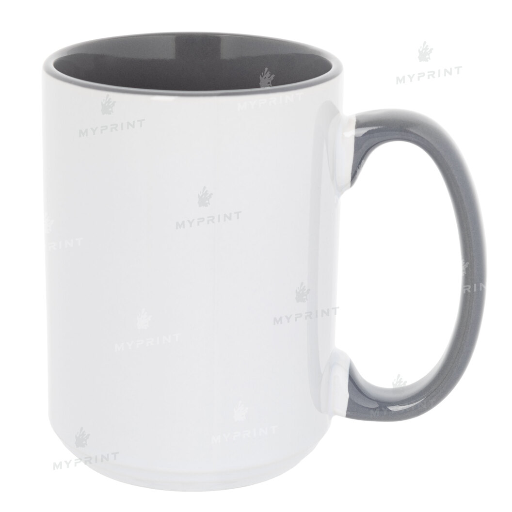 Sublimation cup colored inside with colored handle grey 15 Oz (425 ml) (10166) - фото 1 Sublimation cup colored inside with colored handle grey 15 Oz (425 ml) (10166) - фото 1 - Blanks for sublimation