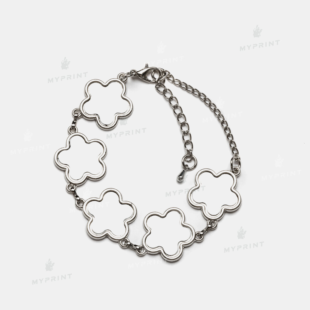 Браслет для сублімації з вставкою у формі квітів 20*20 мм (8295) - фото 1 Браслет для сублімації з вставкою у формі квітів 20*20 мм (8295) - фото 1 - Заготовки для сублімації