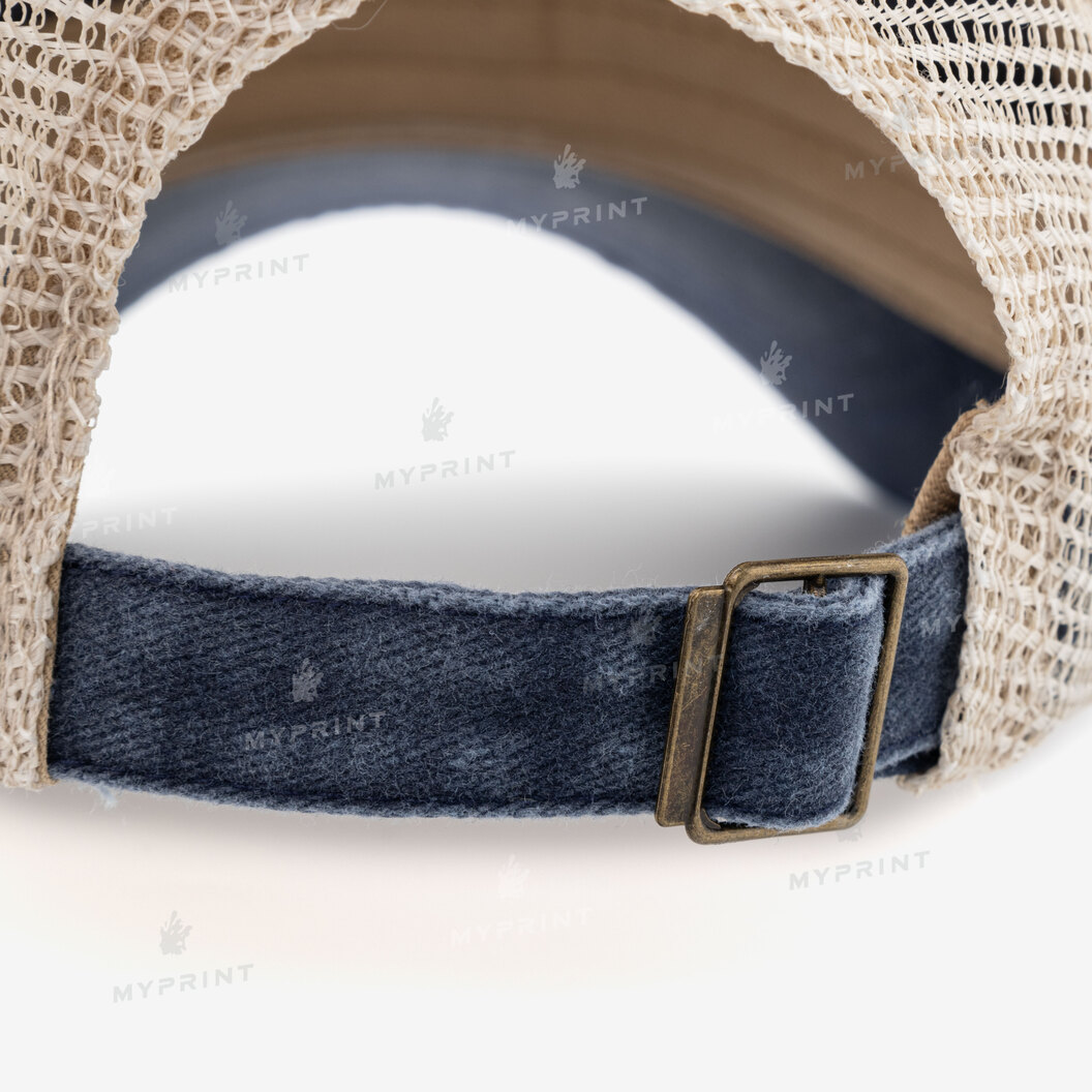Six-piece cap cotton Vintage with mesh worn dark blue (10235) - фото 2 Six-piece cap cotton Vintage with mesh worn dark blue (10235) - фото 2 - Blanks for sublimation