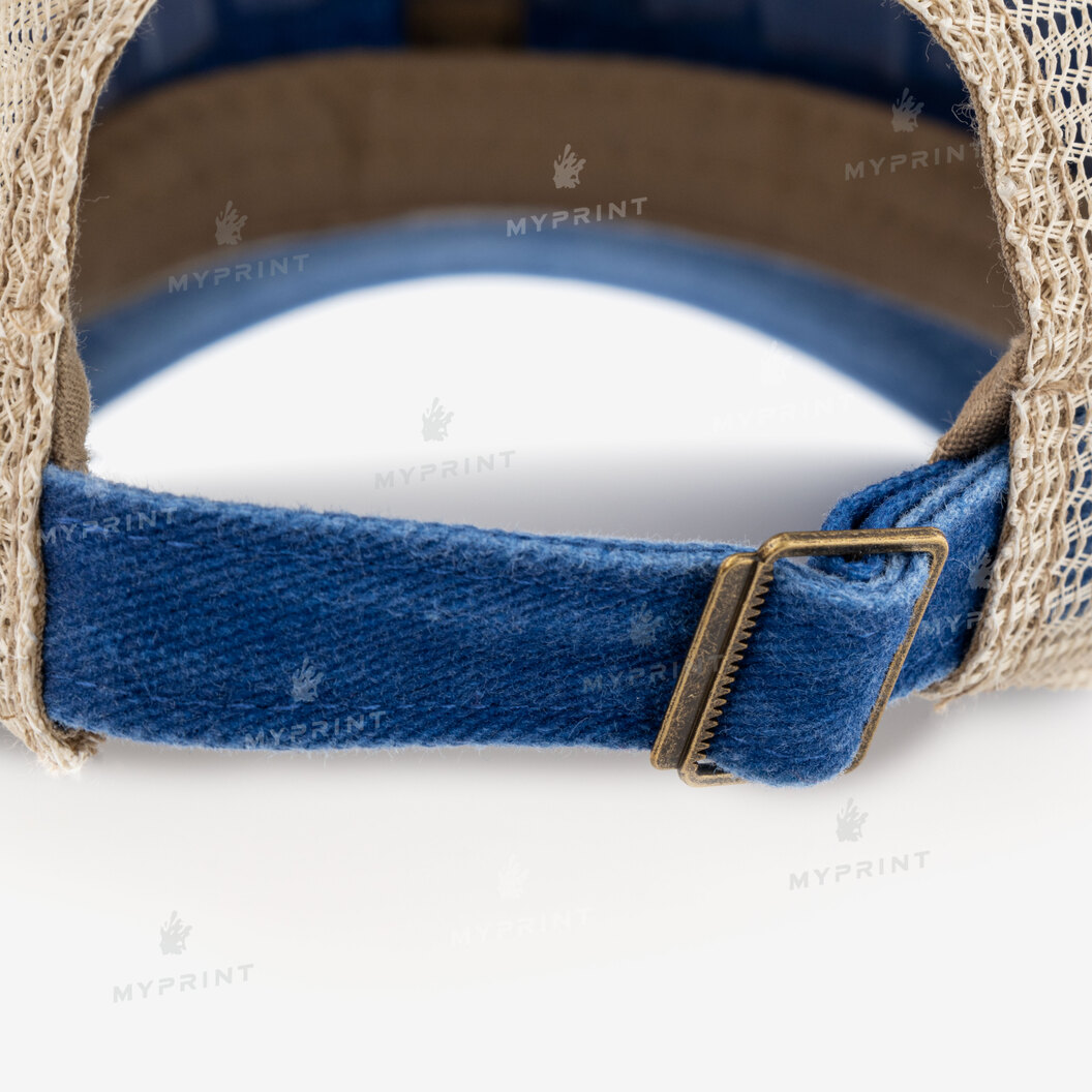 Кепка шестиклинка хлопок Vintage с сеткой потертая синяя (10234) - фото 2 Кепка шестиклинка хлопок Vintage с сеткой потертая синяя (10234) - фото 2 - Заготовки для сублимации