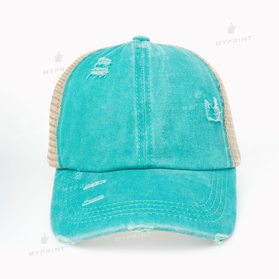 Vintage Cotton Heat Six Blade Cap with Mesh and Elastic Frayed Dark ocean blue (10313) - фото 2 Vintage Cotton Heat Six Blade Cap with Mesh and Elastic Frayed Dark ocean blue (10313) - фото 2 - Blanks for sublimation
