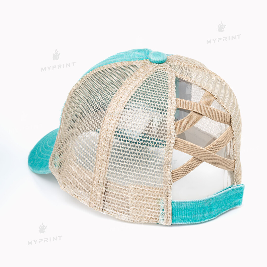 Vintage Cotton Heat Six Blade Cap with Mesh and Elastic Frayed Dark ocean blue (10313) - фото 3 Vintage Cotton Heat Six Blade Cap with Mesh and Elastic Frayed Dark ocean blue (10313) - фото 3 - Blanks for sublimation
