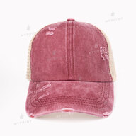 Vintage Cotton Heat Six Blade Cap with Mesh and Elastic Frayed maroon (10318) - фото 2 Vintage Cotton Heat Six Blade Cap with Mesh and Elastic Frayed maroon (10318) - фото 2 - Blanks for sublimation