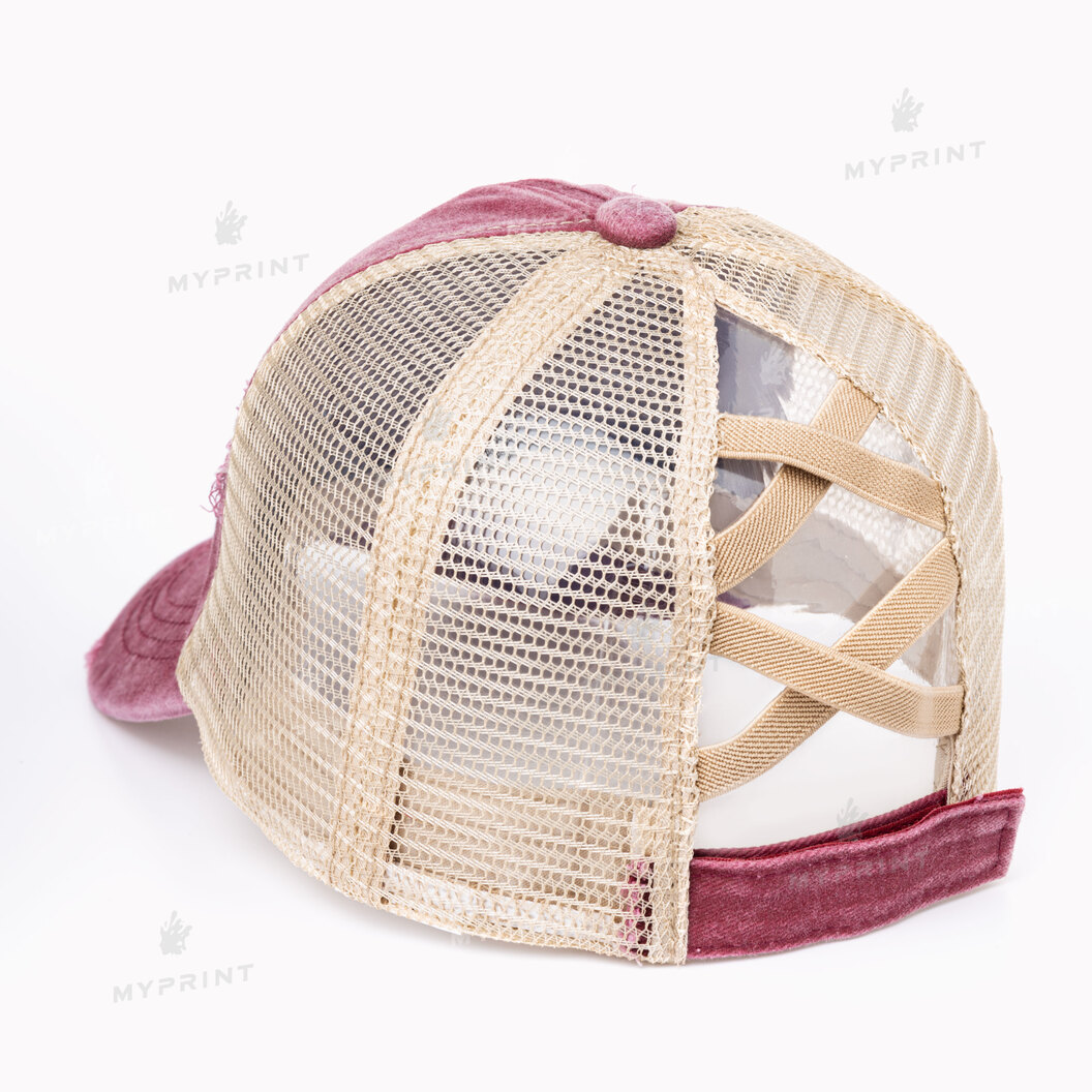 Vintage Cotton Heat Six Blade Cap with Mesh and Elastic Frayed maroon (10318) - фото 3 Vintage Cotton Heat Six Blade Cap with Mesh and Elastic Frayed maroon (10318) - фото 3 - Blanks for sublimation