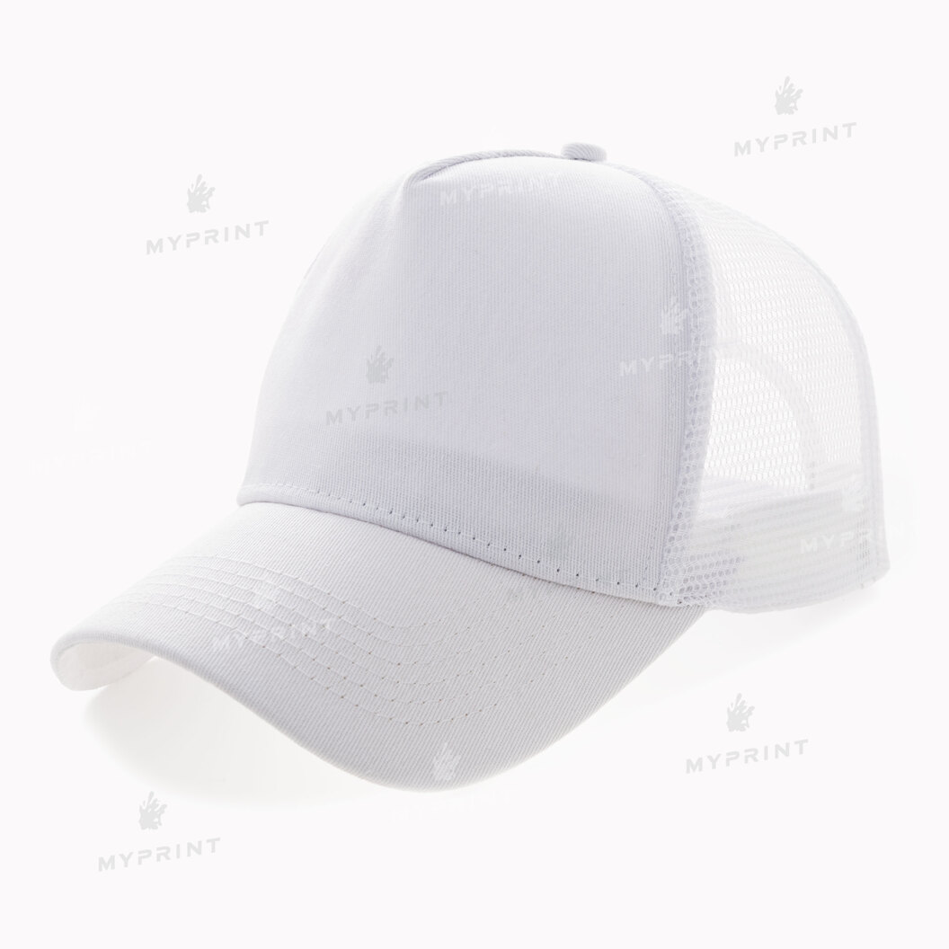 Five-blade cap with mesh  cotton, white (10357) - фото 1 Five-blade cap with mesh  cotton, white (10357) - фото 1 - Blanks for sublimation