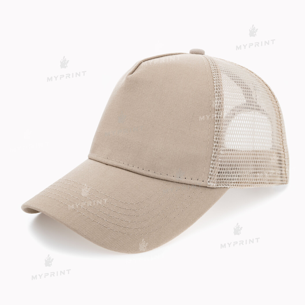 Five-blade cap with mesh cotton, beige (10360) - фото 1 Five-blade cap with mesh cotton, beige (10360) - фото 1 - Blanks for sublimation