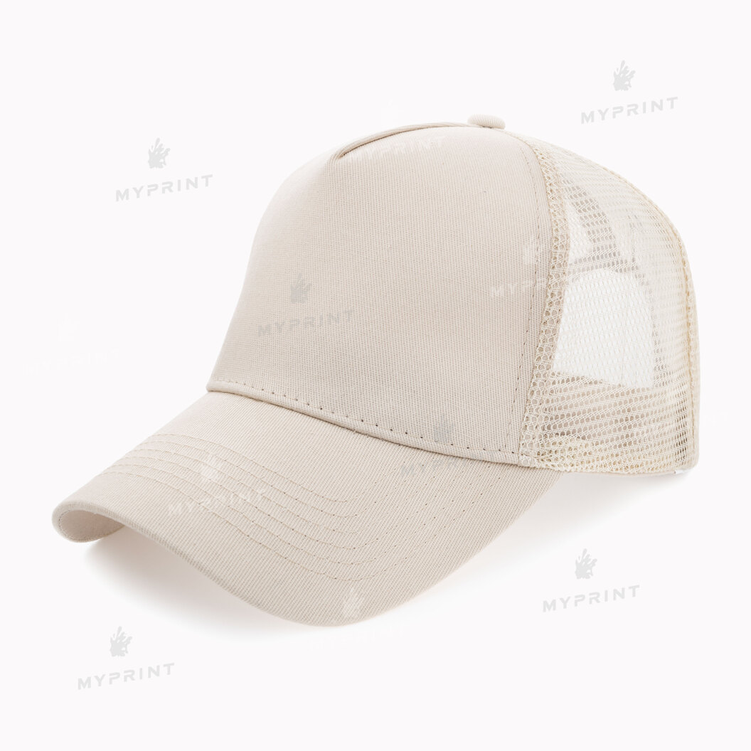 Five-blade cap with mesh cotton, light beige (10361) - фото 1 Five-blade cap with mesh cotton, light beige (10361) - фото 1 - Blanks for sublimation