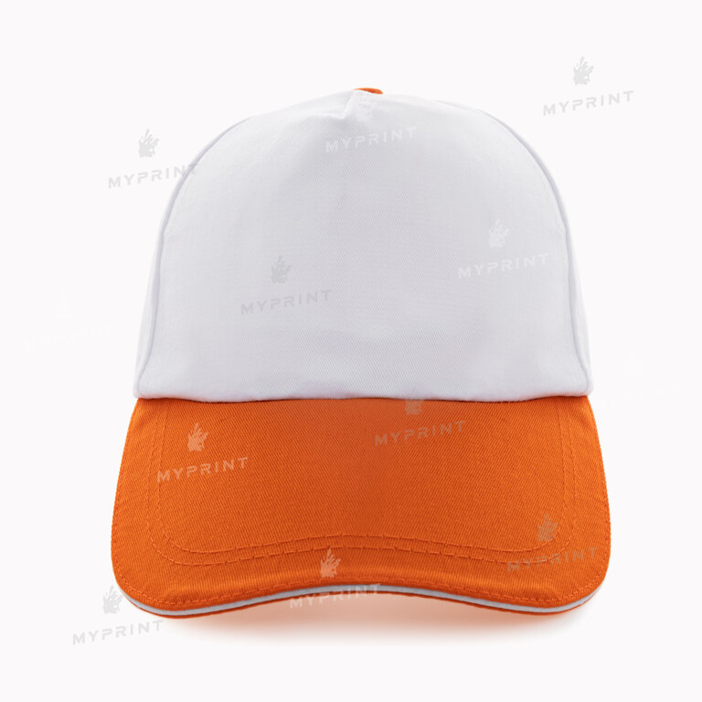 White five-piece cap with orange visor (10333)  White five-piece cap with orange visor (10333)
