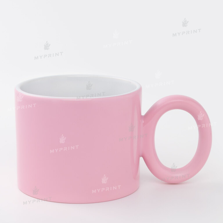 Color sublimation mug with a round handle, pink (400 ml) (10483)  Color sublimation mug with a round handle, pink (400 ml) (10483)