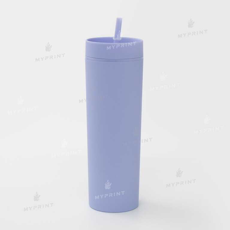 Plastic glass "Tumbler" matte purple with plastic straw (450 ml) (10406)  Plastic glass "Tumbler" matte purple with plastic straw (450 ml) (10406)