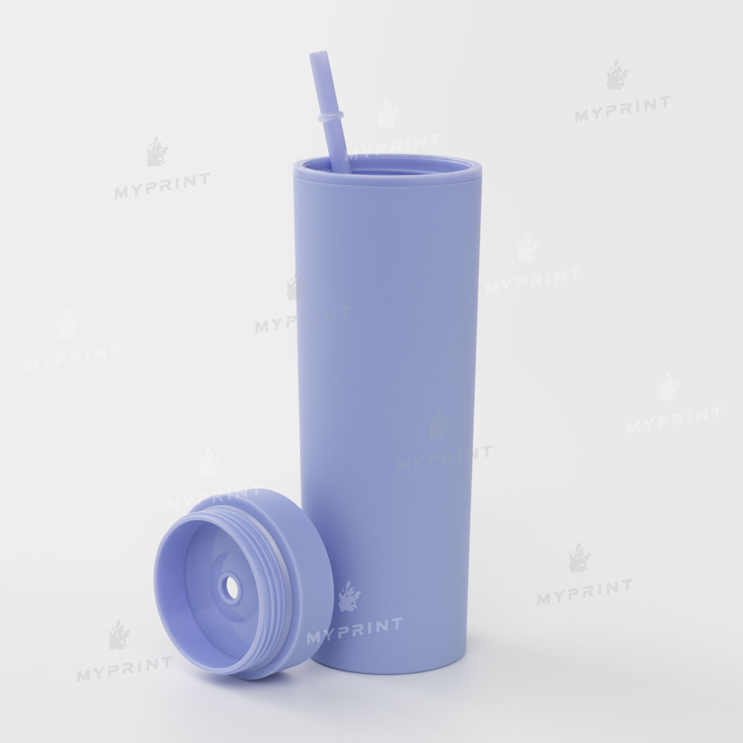 Plastic glass "Tumbler" matte purple with plastic straw (450 ml) (10406) - фото 2 Plastic glass "Tumbler" matte purple with plastic straw (450 ml) (10406) - фото 2 - Blanks for printing