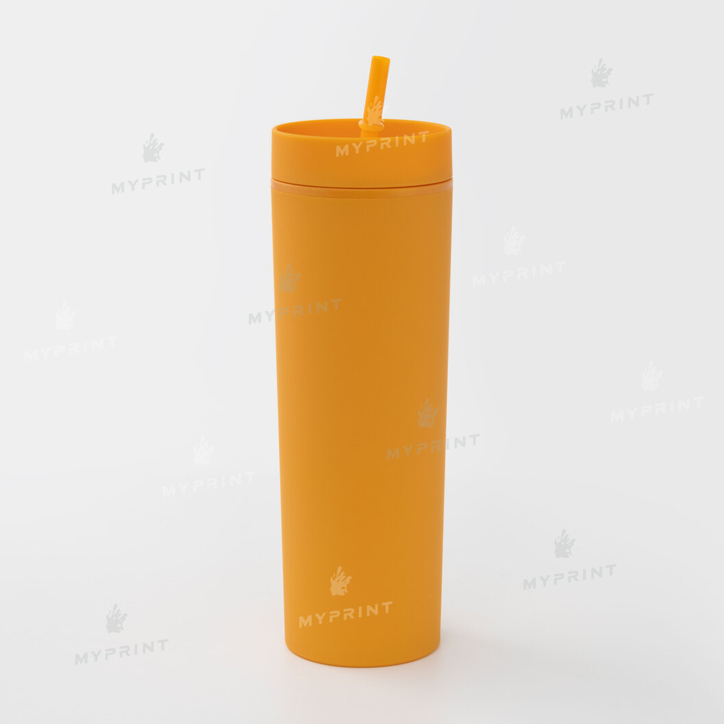 Стакан пластиковий "Tumbler" матовий помаранчевий з пластиковою трубочкою 450 мл (10407) - фото 1 Стакан пластиковий "Tumbler" матовий помаранчевий з пластиковою трубочкою 450 мл (10407) - фото 1 - Заготовки для друку