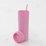Plastic glass "Tumbler" matte pink with plastic straw (450 ml) (10408) - фото 2 Plastic glass "Tumbler" matte pink with plastic straw (450 ml) (10408) - фото 2 - Blanks for printing