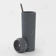 Plastic glass "Tumbler" matte gray with plastic straw (450 ml) (10409) - фото 2 - Blanks for printing