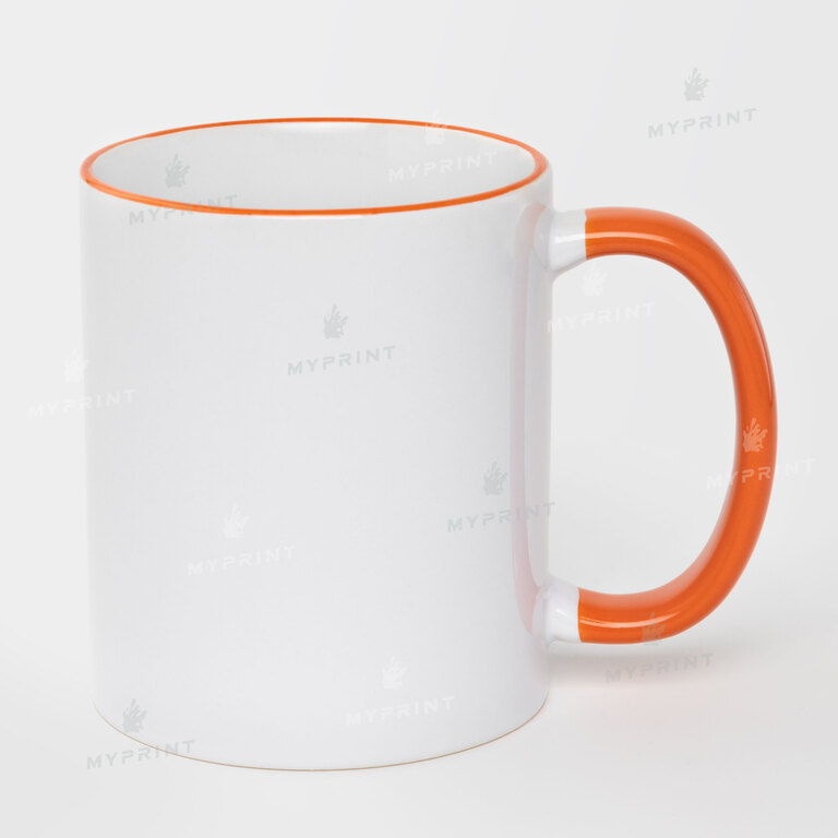 Sublimation Mug with Colored Rim and Colored Handle Orange 11 Oz (330ml) (10447)  Sublimation Mug with Colored Rim and Colored Handle Orange 11 Oz (330ml) (10447)