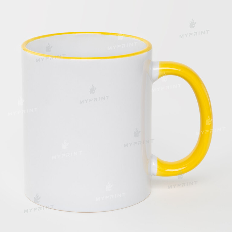 Sublimation mug with colored rim and colored handle yellow 11 Oz (330 ml) (10448)  Sublimation mug with colored rim and colored handle yellow 11 Oz (330 ml) (10448)