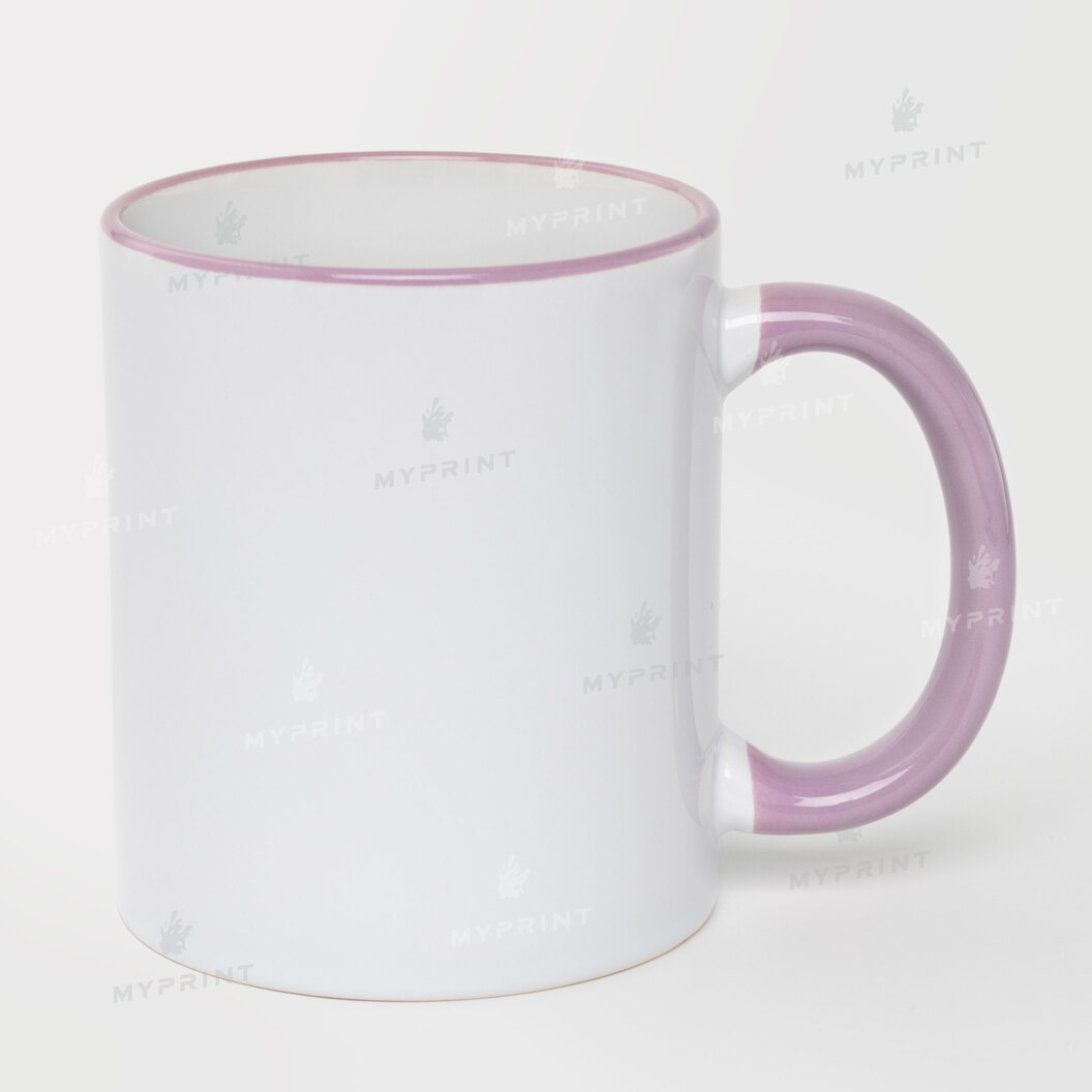 Кружка для сублимации с цветным ободком и цветной ручкой пурпурная 11 Oz (330 мл) (10450) - фото 1 Кружка для сублимации с цветным ободком и цветной ручкой пурпурная 11 Oz (330 мл) (10450) - фото 1 - Заготовки для сублимации