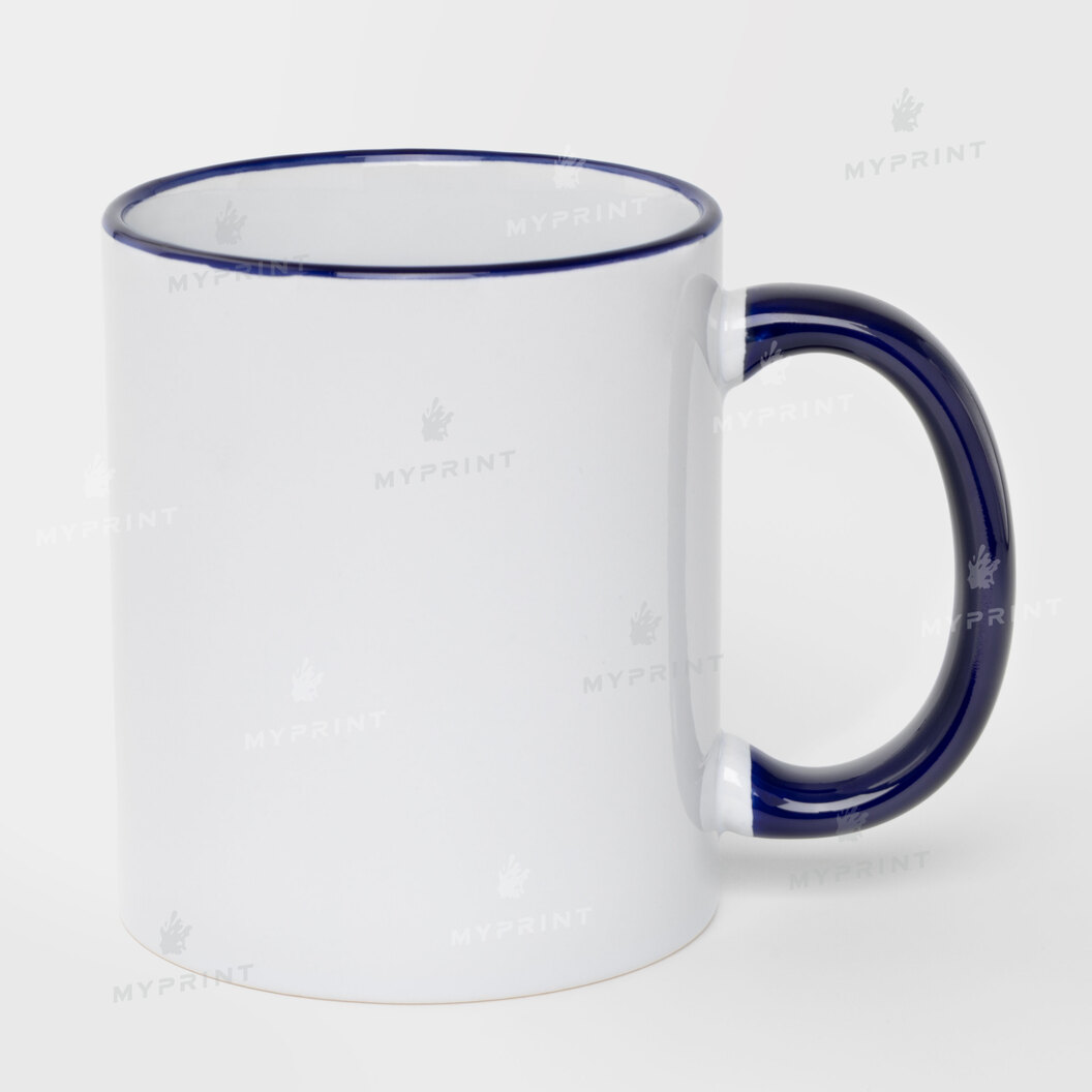 Кружка для сублимации с цветным ободком и цветной ручкой темно-синяя 11 Oz (330 мл) (10452) - фото 1 Кружка для сублимации с цветным ободком и цветной ручкой темно-синяя 11 Oz (330 мл) (10452) - фото 1 - Заготовки для сублимации