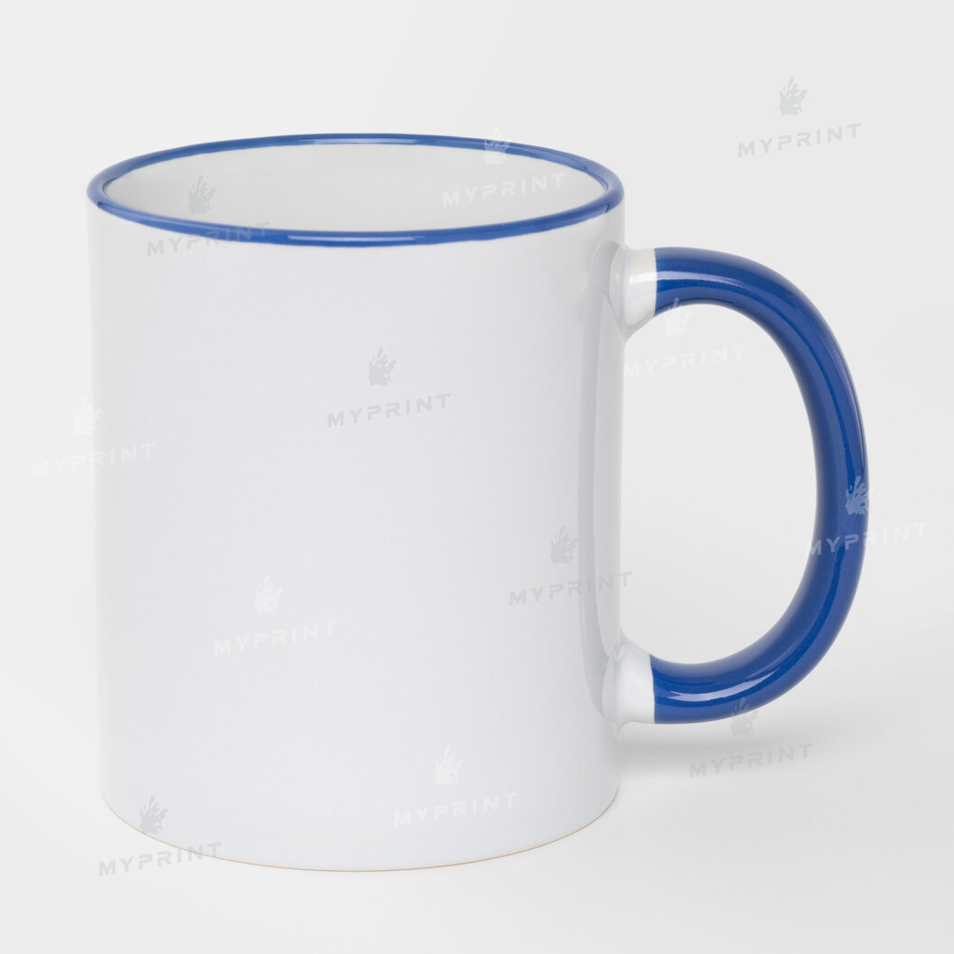 Кружка для сублимации с цветным ободком и цветной ручкой синяя 11 Oz (330 мл) (10453) - фото 1 Кружка для сублимации с цветным ободком и цветной ручкой синяя 11 Oz (330 мл) (10453) - фото 1 - Заготовки для сублимации
