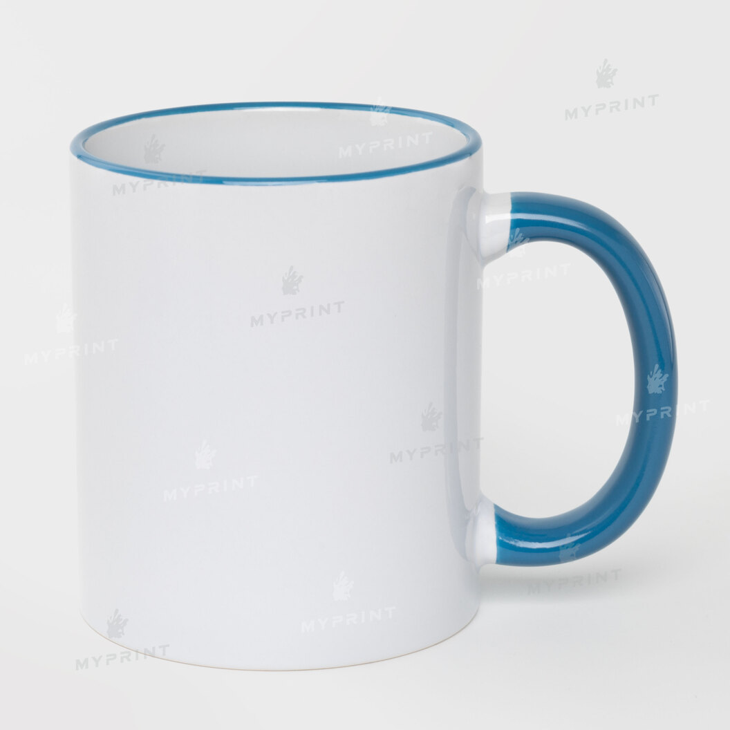 Кружка для сублимации с цветным ободком и цветной ручкой голубая 11 Oz (330 мл) (10454) - фото 1 Кружка для сублимации с цветным ободком и цветной ручкой голубая 11 Oz (330 мл) (10454) - фото 1 - Заготовки для сублимации