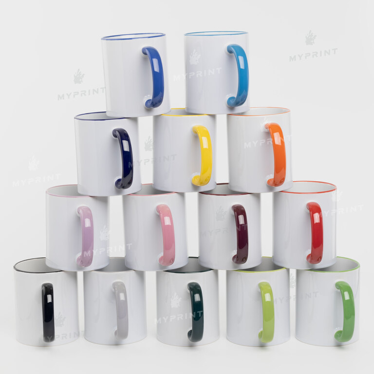 Sublimation mug with colored rim and colored handle dark green 11 Oz (330 ml) (10455)  Sublimation mug with colored rim and colored handle dark green 11 Oz (330 ml) (10455)