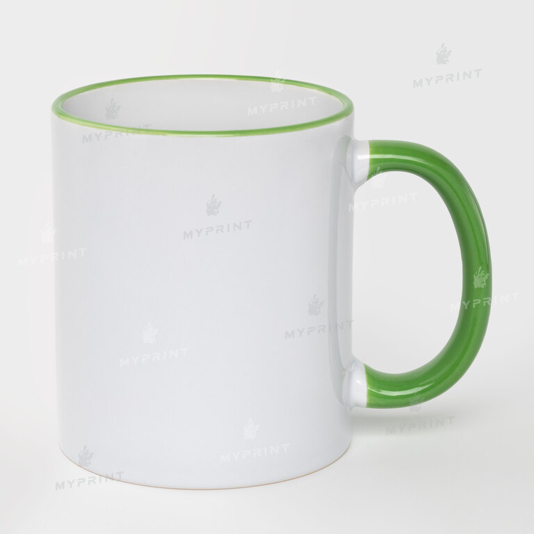 Sublimation mug with colored rim and colored handle green 11 Oz (330 ml) (10456)  Sublimation mug with colored rim and colored handle green 11 Oz (330 ml) (10456)