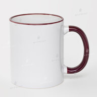 Sublimation Mug with Colored Rim and Colored Handle Burgundy 11 Oz (330ml) (10449) - фото 1 Sublimation Mug with Colored Rim and Colored Handle Burgundy 11 Oz (330ml) (10449) - фото 1 - Blanks for sublimation