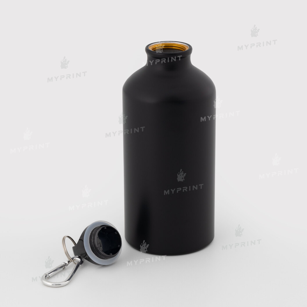 Пляшка для води з карабіном матова чорна 500 мл (10519) - фото 2 - Заготовки для друку
