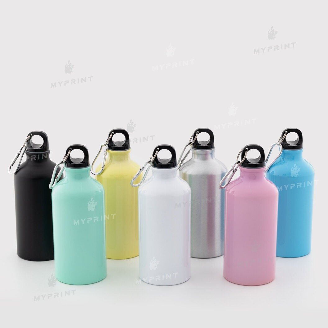 Пляшка для води з карабіном матова чорна 500 мл (10519) - фото 3 - Заготовки для друку