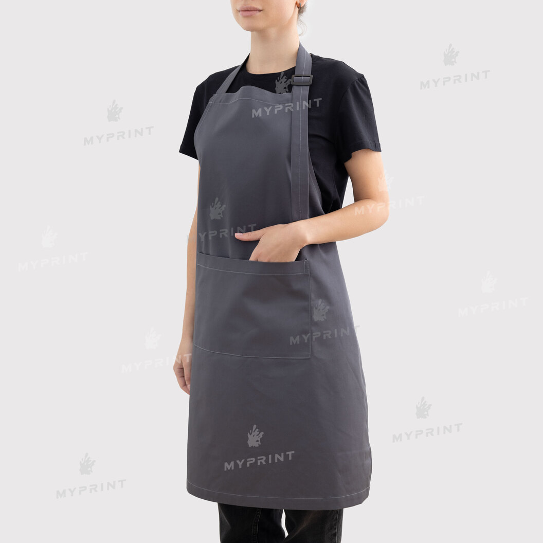 Фартух для сублімації саржевий з лямкою, що регулюється і кишенею подовжений темно-сірий (10849) - фото 1 Фартух для сублімації саржевий з лямкою, що регулюється і кишенею подовжений темно-сірий (10849) - фото 1 - Заготовки для сублімації