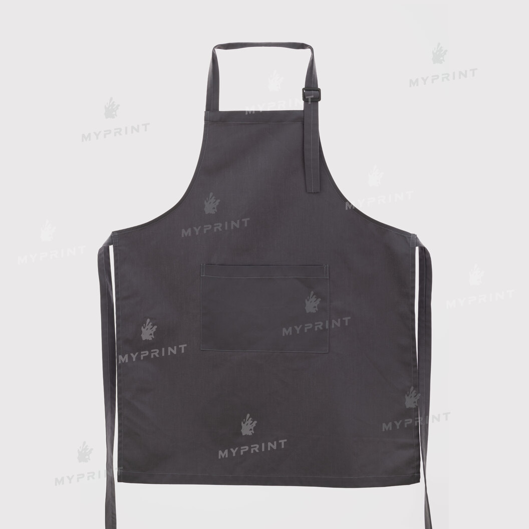 Фартух для сублімації саржевий з лямкою, що регулюється і кишенею подовжений темно-сірий (10849) - фото 2 Фартух для сублімації саржевий з лямкою, що регулюється і кишенею подовжений темно-сірий (10849) - фото 2 - Заготовки для сублімації