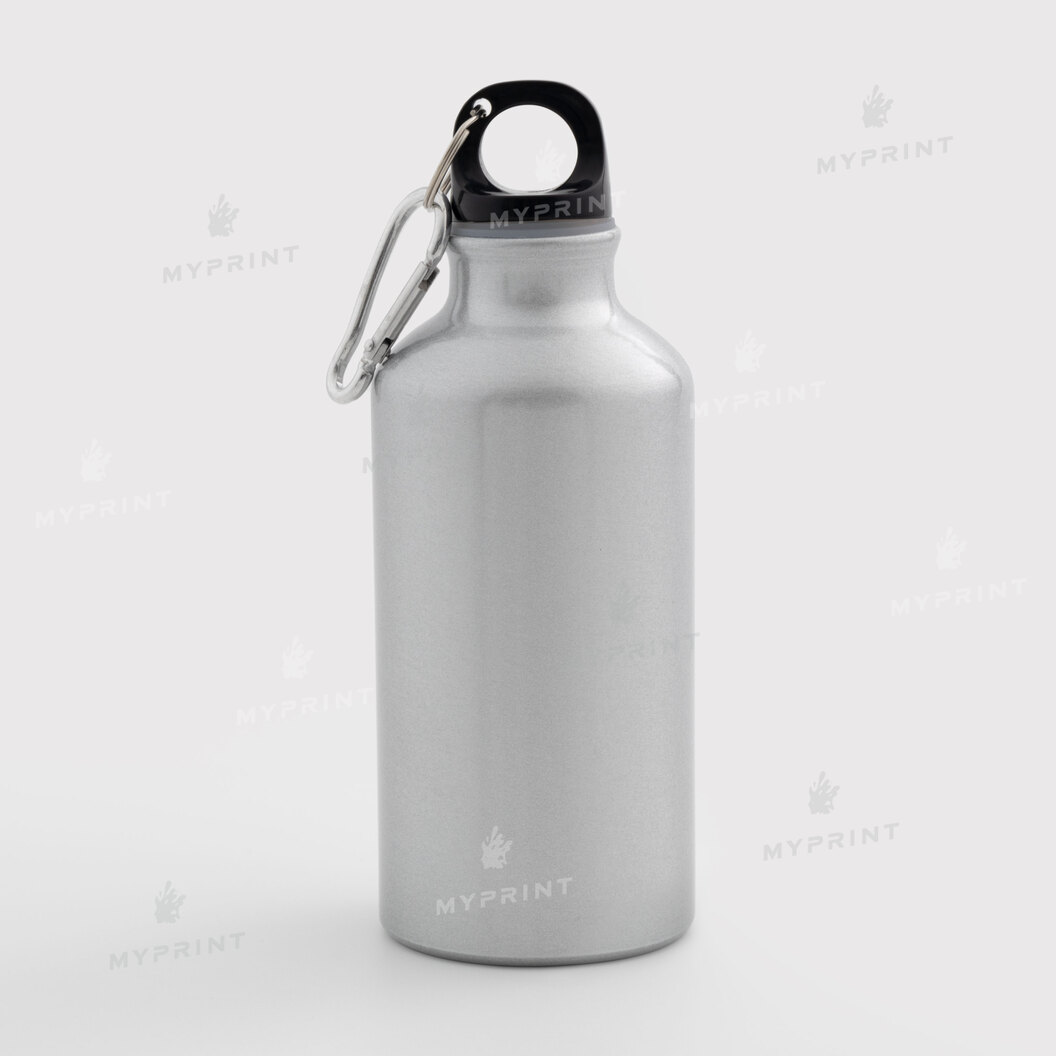 Sublimation Water Bottle with Carabiner Silver 400ml (10579) - фото 1 Sublimation Water Bottle with Carabiner Silver 400ml (10579) - фото 1 - Blanks for sublimation