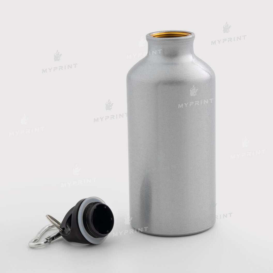 Sublimation Water Bottle with Carabiner Silver 400ml (10579) - фото 2 Sublimation Water Bottle with Carabiner Silver 400ml (10579) - фото 2 - Blanks for sublimation