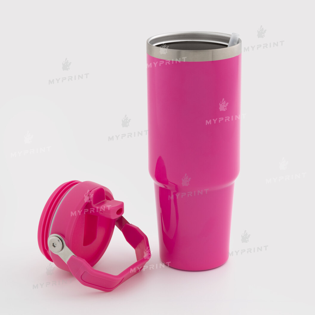 Thermal mug for sublimation with folding handle pink 900 ml (10618) - фото 3 Thermal mug for sublimation with folding handle pink 900 ml (10618) - фото 3 - Thermal cups thermoses for sublimation