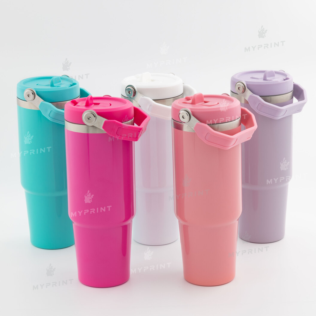 Thermal mug for sublimation with folding handle pink 900 ml (10618) - фото 4 Thermal mug for sublimation with folding handle pink 900 ml (10618) - фото 4 - Thermal cups thermoses for sublimation