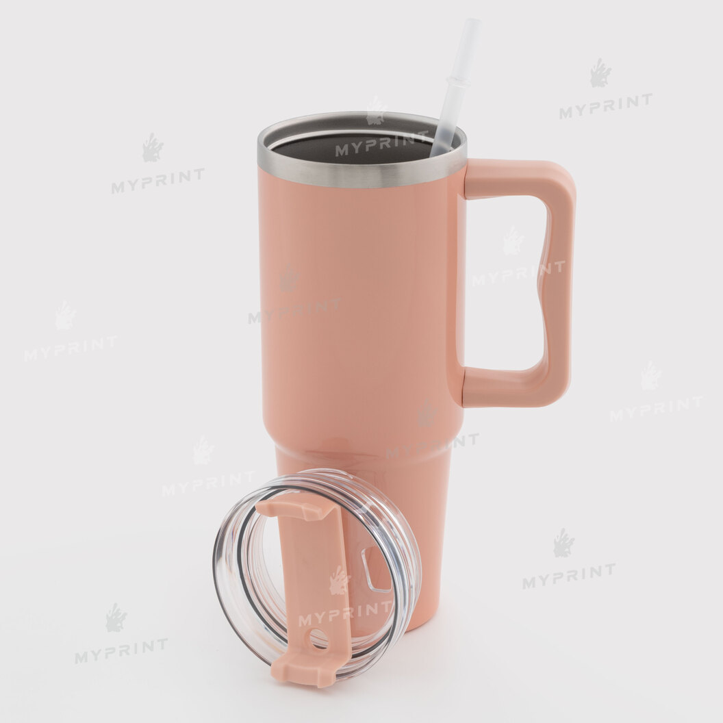 Thermal mug for sublimation with transparent lid and beige handle beige 900 ml (10574) - фото 2 Thermal mug for sublimation with transparent lid and beige handle beige 900 ml (10574) - фото 2 - Blanks for sublimation