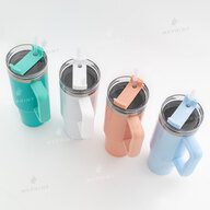 Thermal mug for sublimation with transparent lid and beige handle beige 900 ml (10574) - фото 4 Thermal mug for sublimation with transparent lid and beige handle beige 900 ml (10574) - фото 4 - Blanks for sublimation