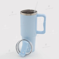 Thermal mug for sublimation with transparent lid and blue handle blue 900 ml (10576) - фото 2 Thermal mug for sublimation with transparent lid and blue handle blue 900 ml (10576) - фото 2 - Blanks for sublimation