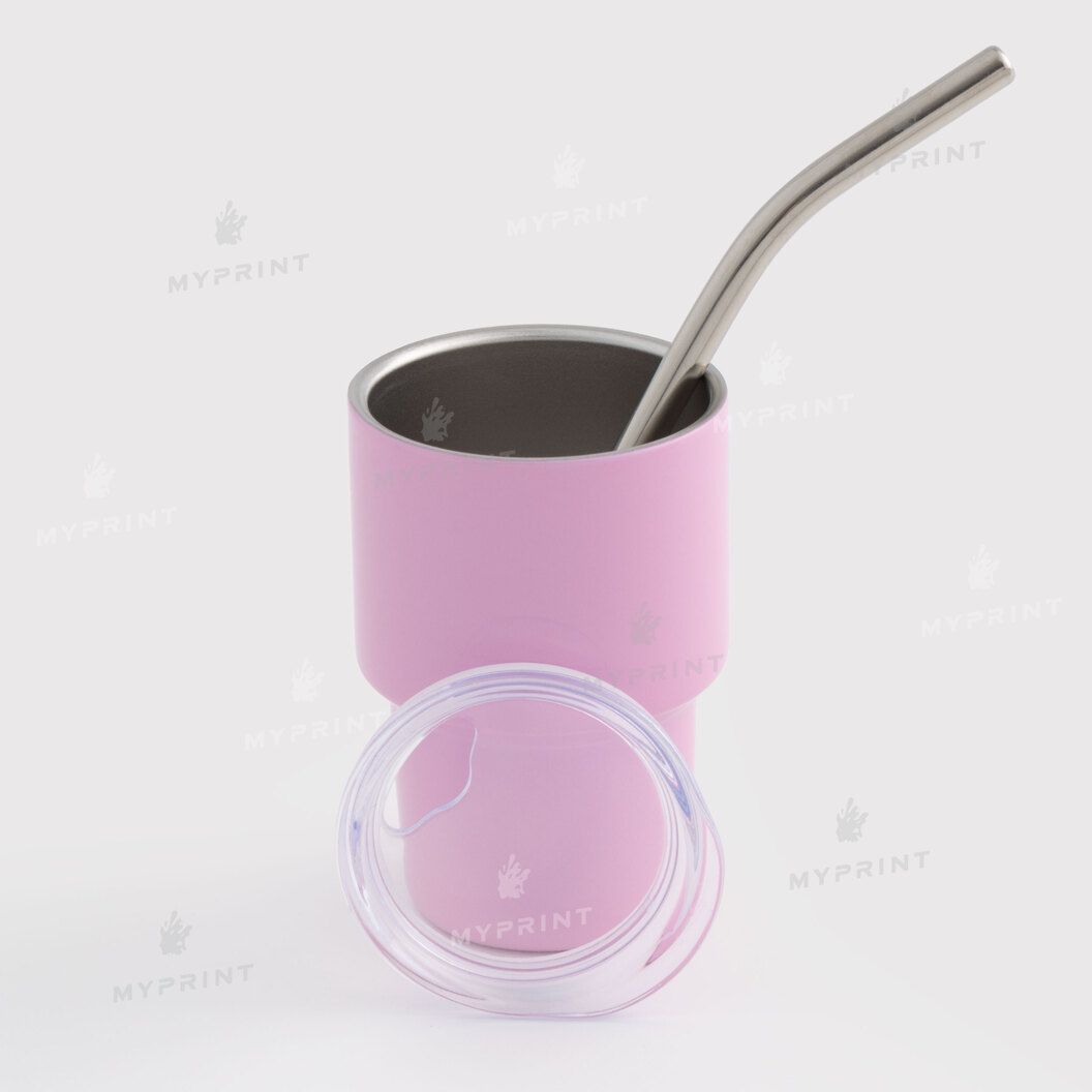 Thermos cup for sublimation with metal straw pink 70 ml (10582) - фото 2 Thermos cup for sublimation with metal straw pink 70 ml (10582) - фото 2 - Blanks for sublimation