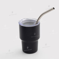 Thermos mug with metal straw matte black 70 ml (10586) - фото 1 Thermos mug with metal straw matte black 70 ml (10586) - фото 1 - Blanks for sublimation