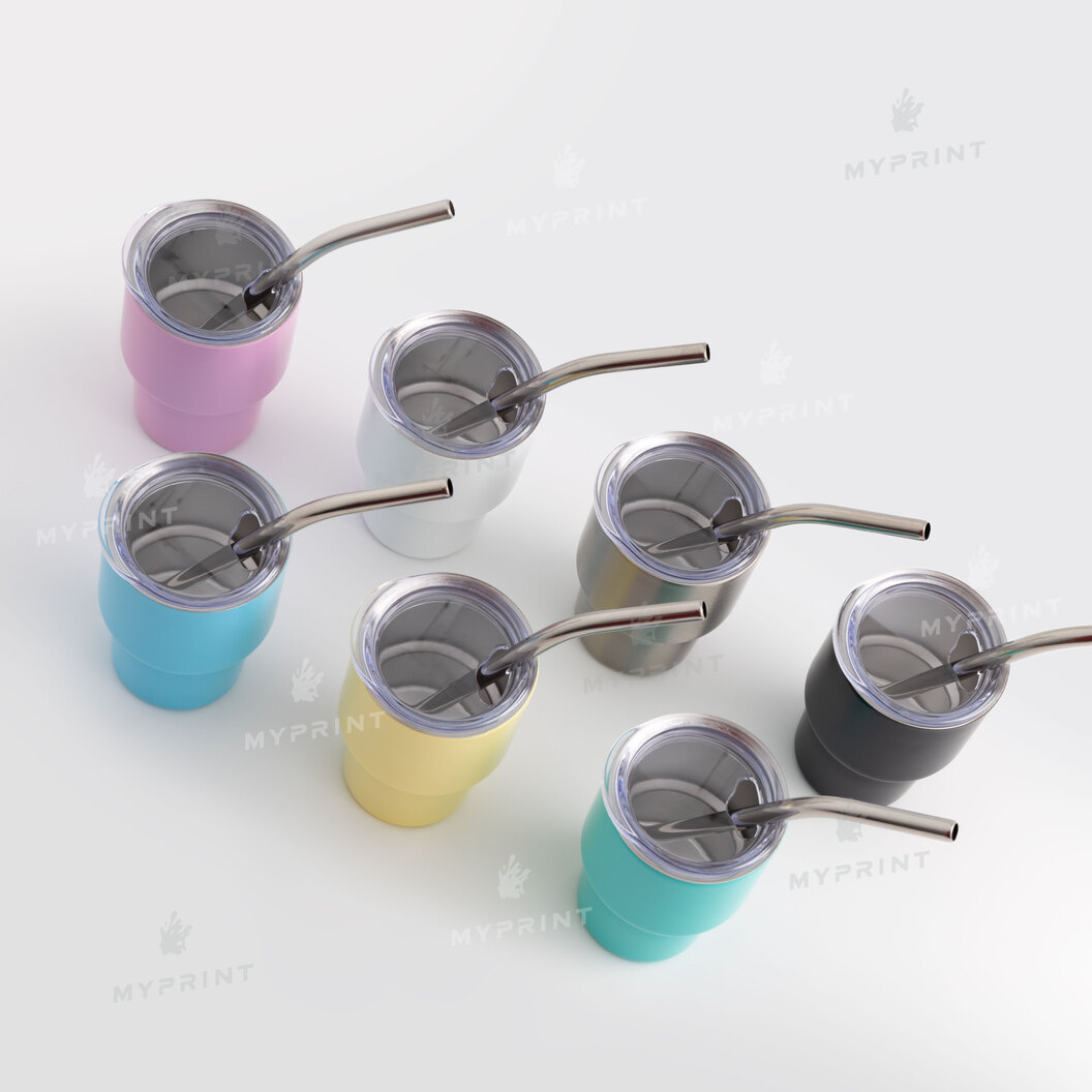 Thermos mug with metal straw matte black 70 ml (10586) - фото 5 Thermos mug with metal straw matte black 70 ml (10586) - фото 5 - Blanks for sublimation