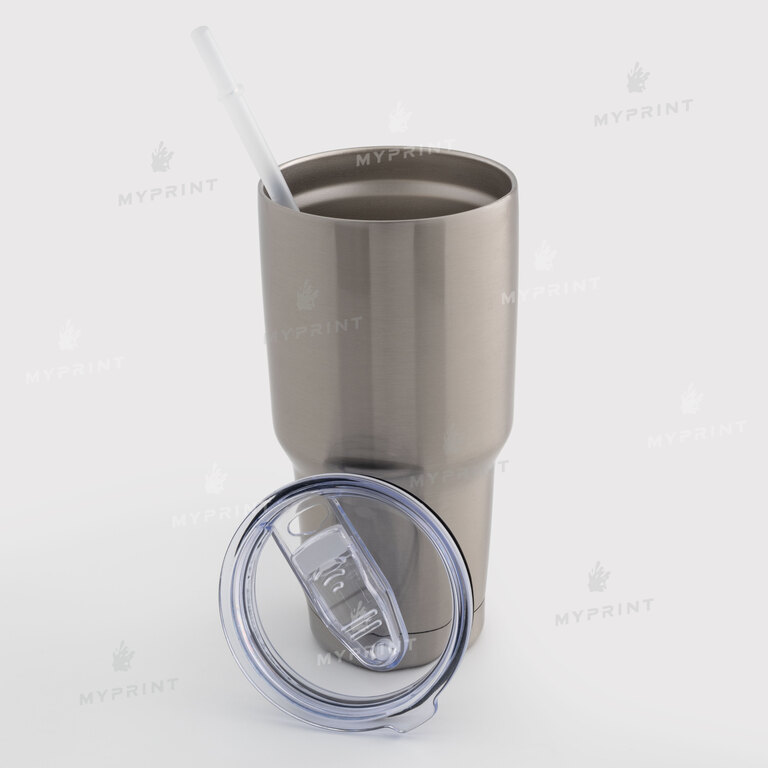 Thermal mug for sublimation with transparent lid silver 750 ml (10625)  Thermal mug for sublimation with transparent lid silver 750 ml (10625)
