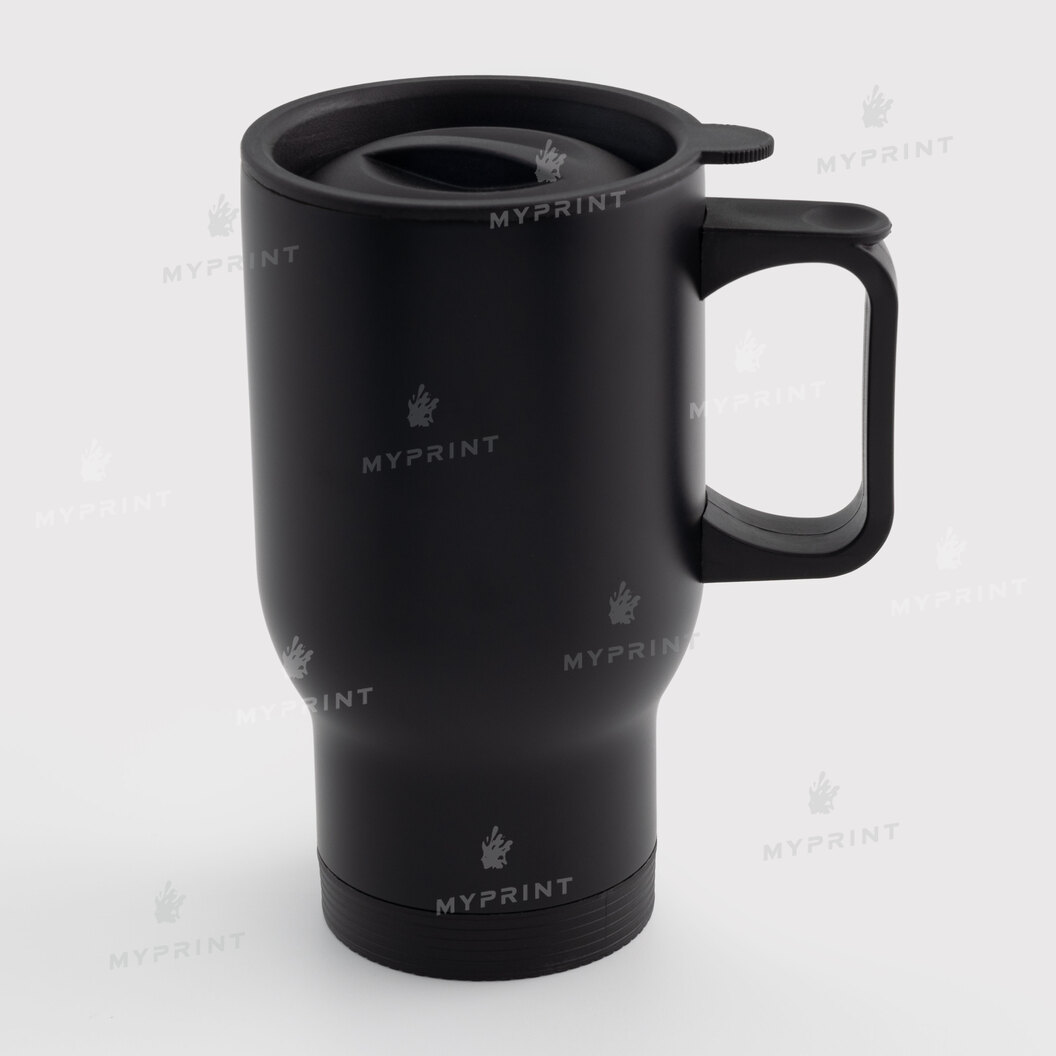 Термочашка автомобільна матова чорна 400 мл (10510) - фото 1 - Заготовки для друку