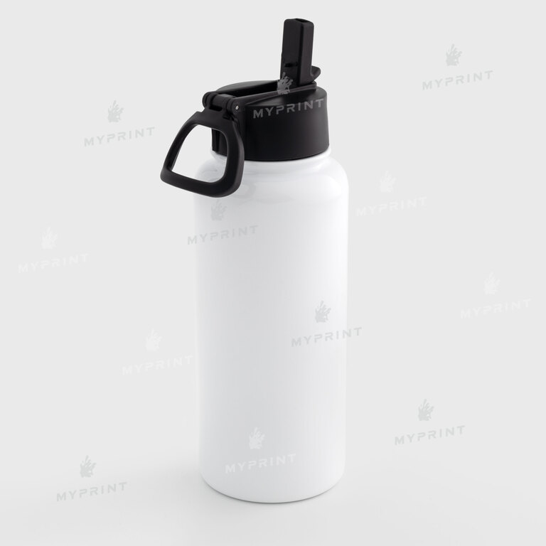 Thermos for sublimation, metal (steel 304) with a lid-handle, white (960 ml) (10539)  Thermos for sublimation, metal (steel 304) with a lid-handle, white (960 ml) (10539)