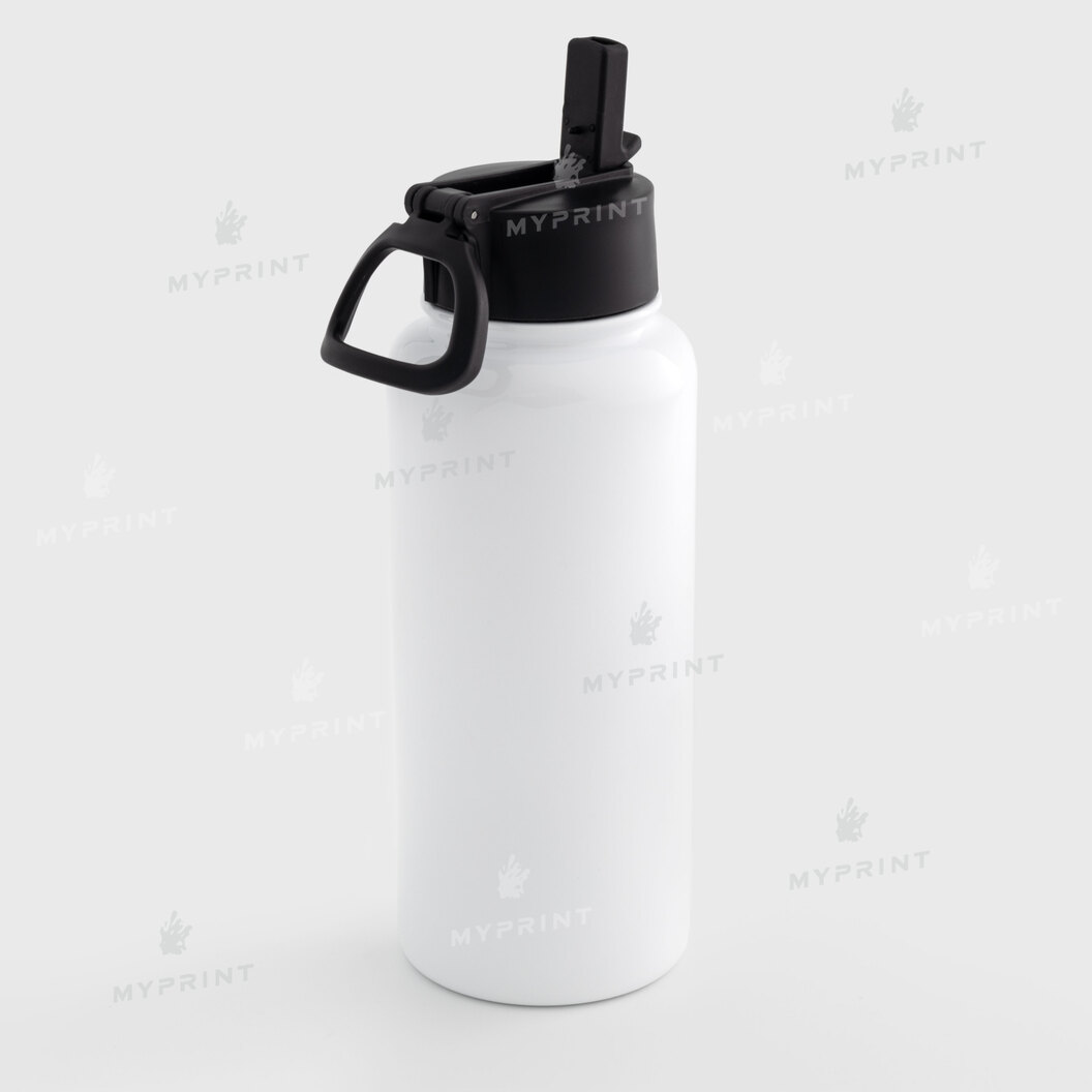 Thermos for sublimation, metal (steel 304) with a lid-handle, white (960 ml) (10539) - фото 1 Thermos for sublimation, metal (steel 304) with a lid-handle, white (960 ml) (10539) - фото 1 - Blanks for sublimation