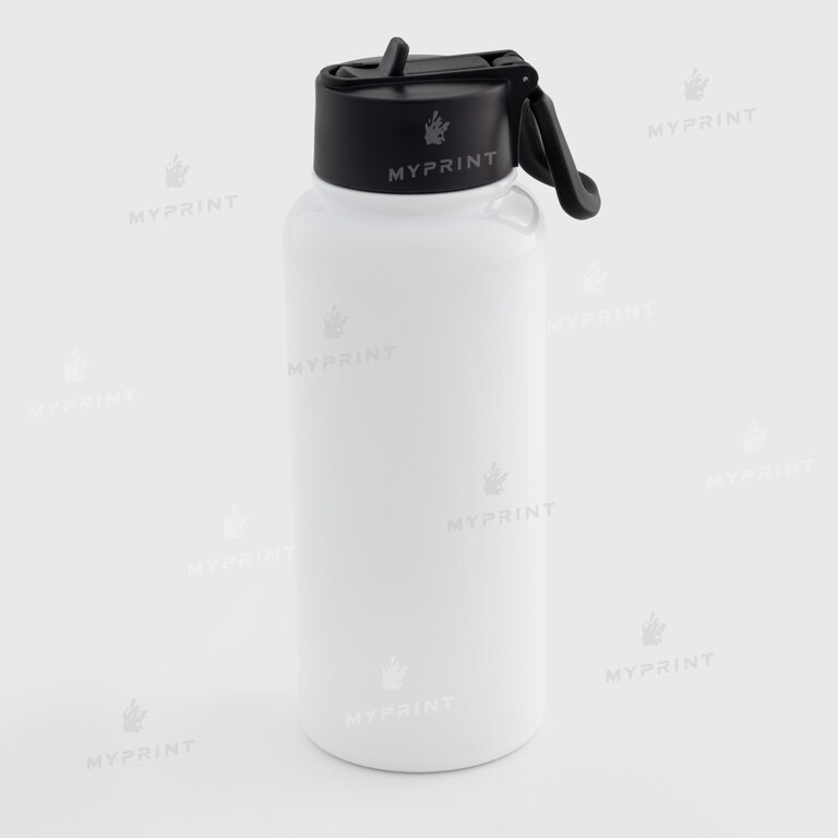 Thermos for sublimation, metal (steel 304) with a lid-handle, white (960 ml) (10539)  Thermos for sublimation, metal (steel 304) with a lid-handle, white (960 ml) (10539)